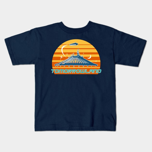 Tomorrowland / Space Mountain Vintage 70s Design Kids T-Shirt by kruk